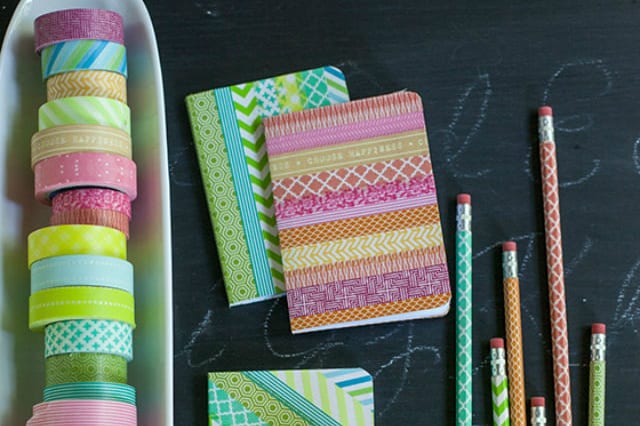 μολύβια και τετράδια με washi tape